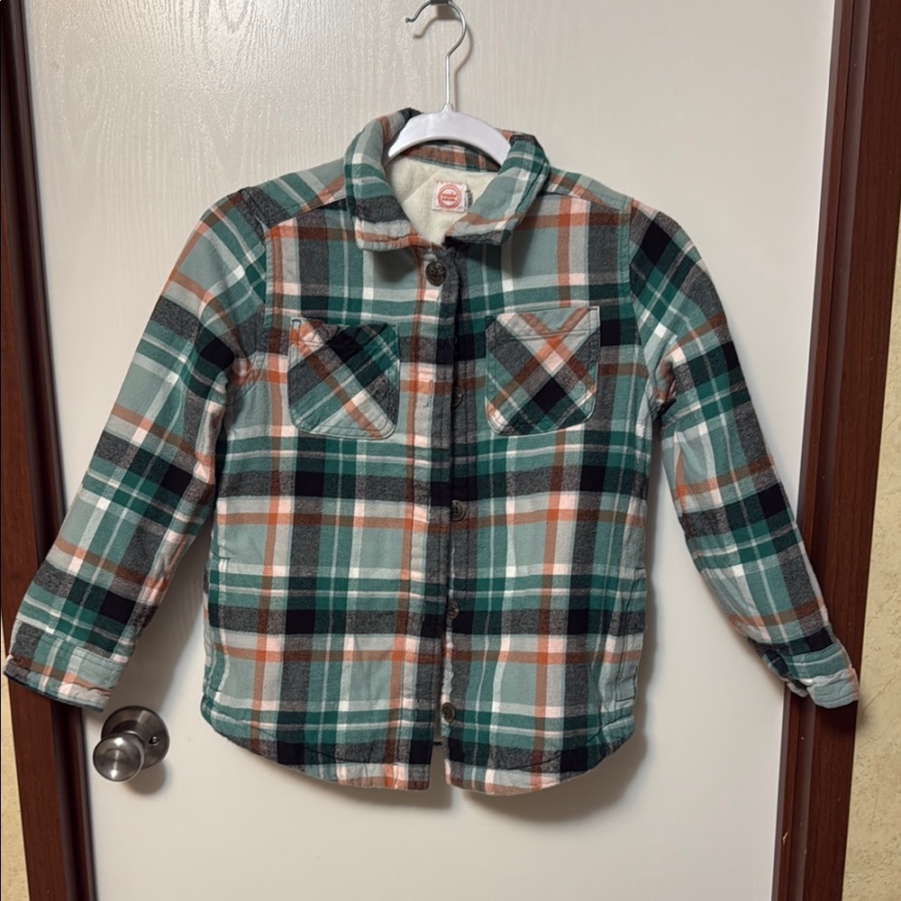 Wonder Nation Plaid Button-Up Jacket Size L (10-12)